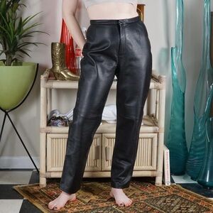 Vintage Lands End black genuine leather tapered leg pants